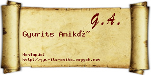 Gyurits Anikó névjegykártya
