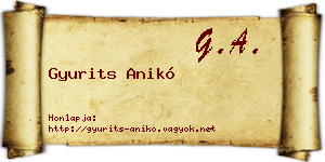 Gyurits Anikó névjegykártya